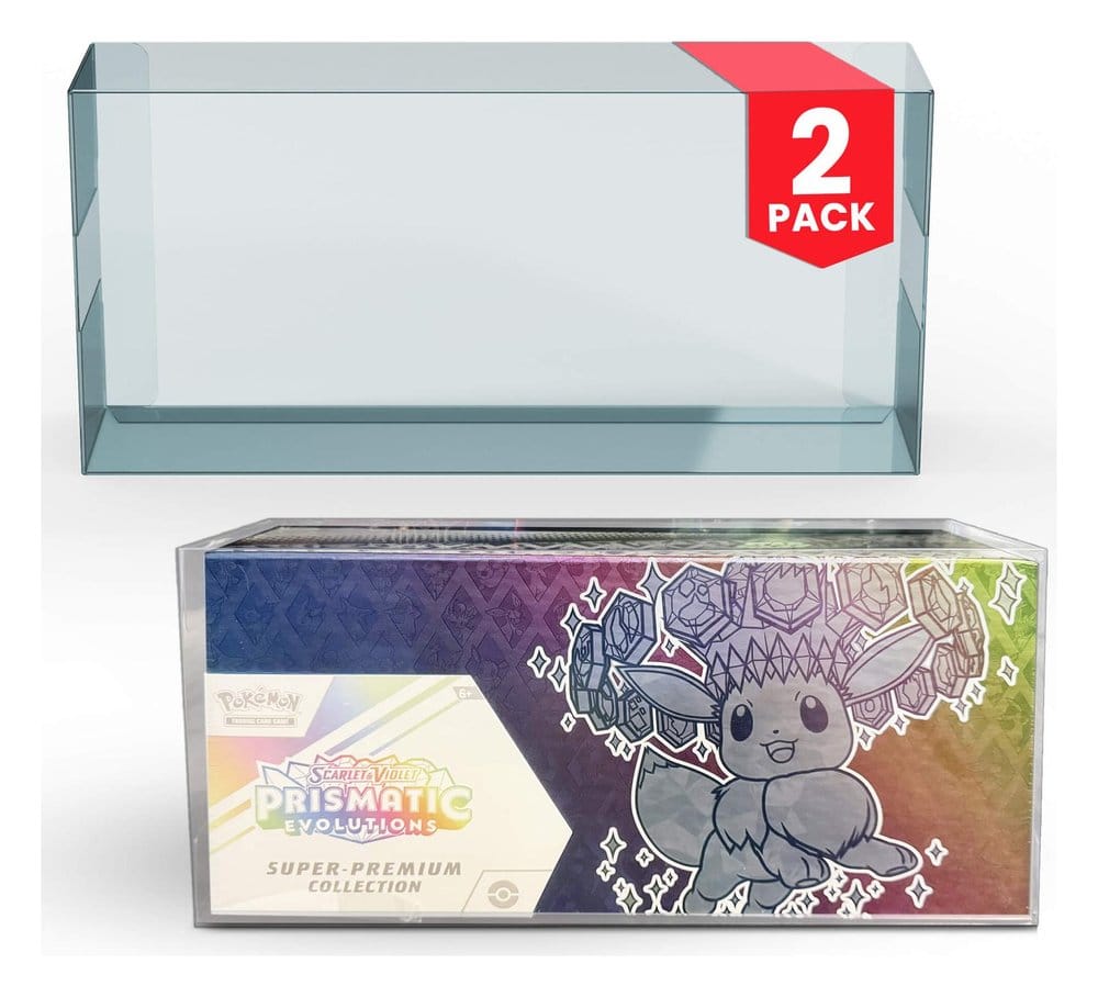 Caja de PET Pack de 2 Protector para Pokémon Prismatic Evolutions Super Collection Box 38 x 18 cm