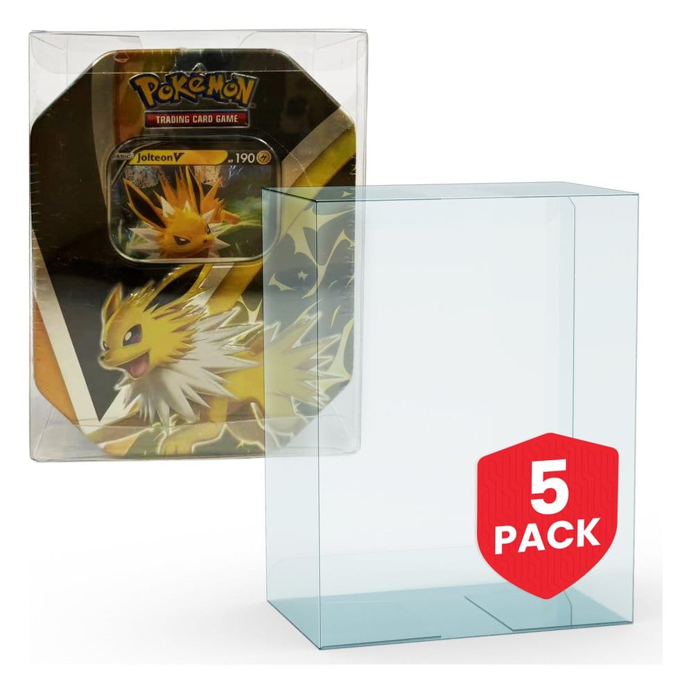 Evoretro Caja de PET Pack de 5 Protector para Pokémon Medium Tins 12x8x15cm Frikytopia