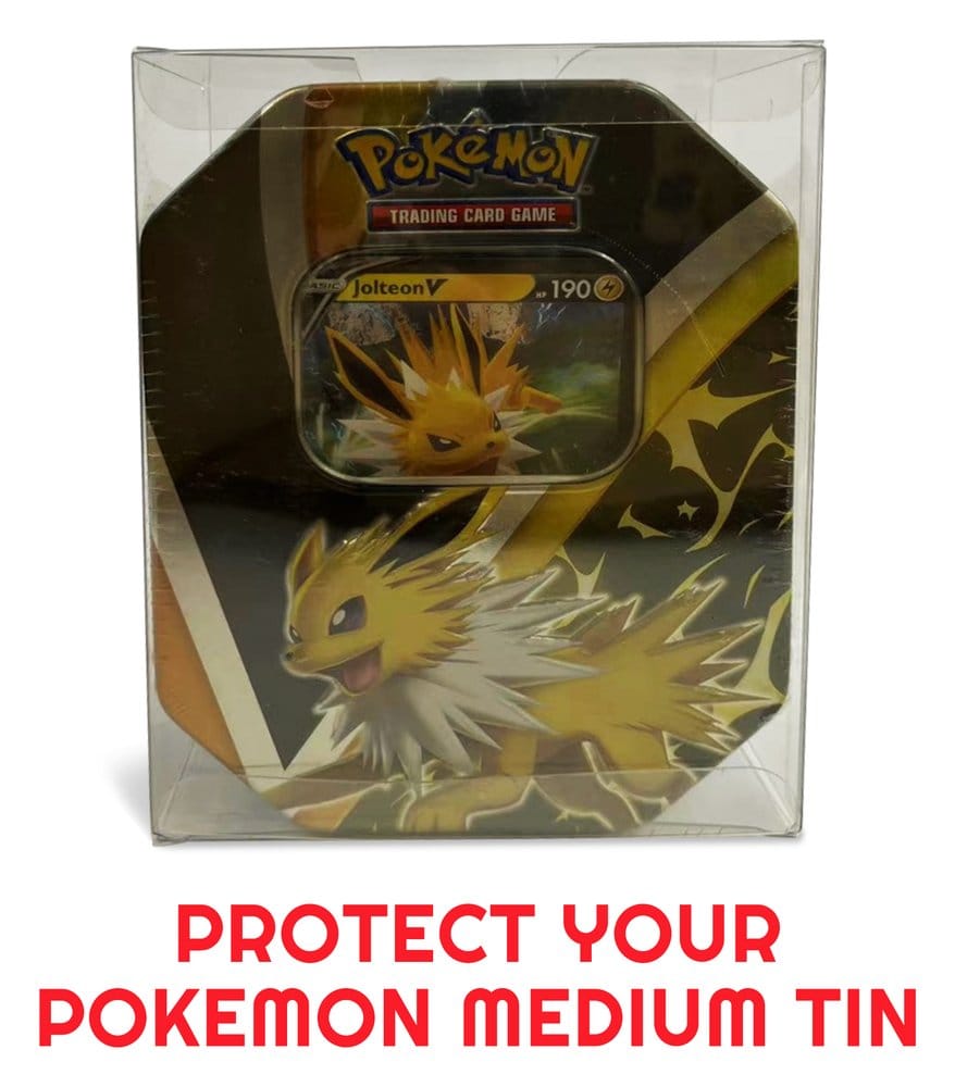 Evoretro Caja de PET Pack de 5 Protector para Pokémon Medium Tins 12x8x15cm