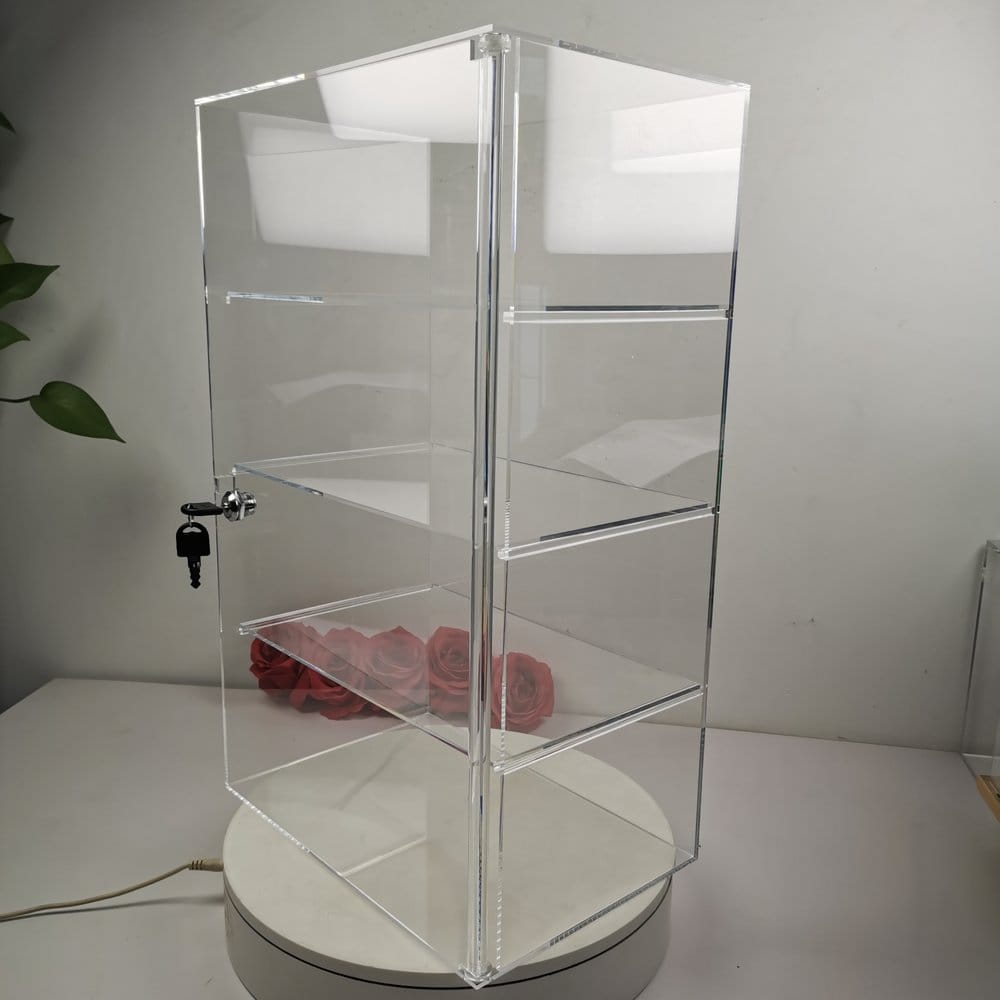 Evoretro Vitrina de mostrador de 4 niveles de acrílico con cerradura Frikytopia