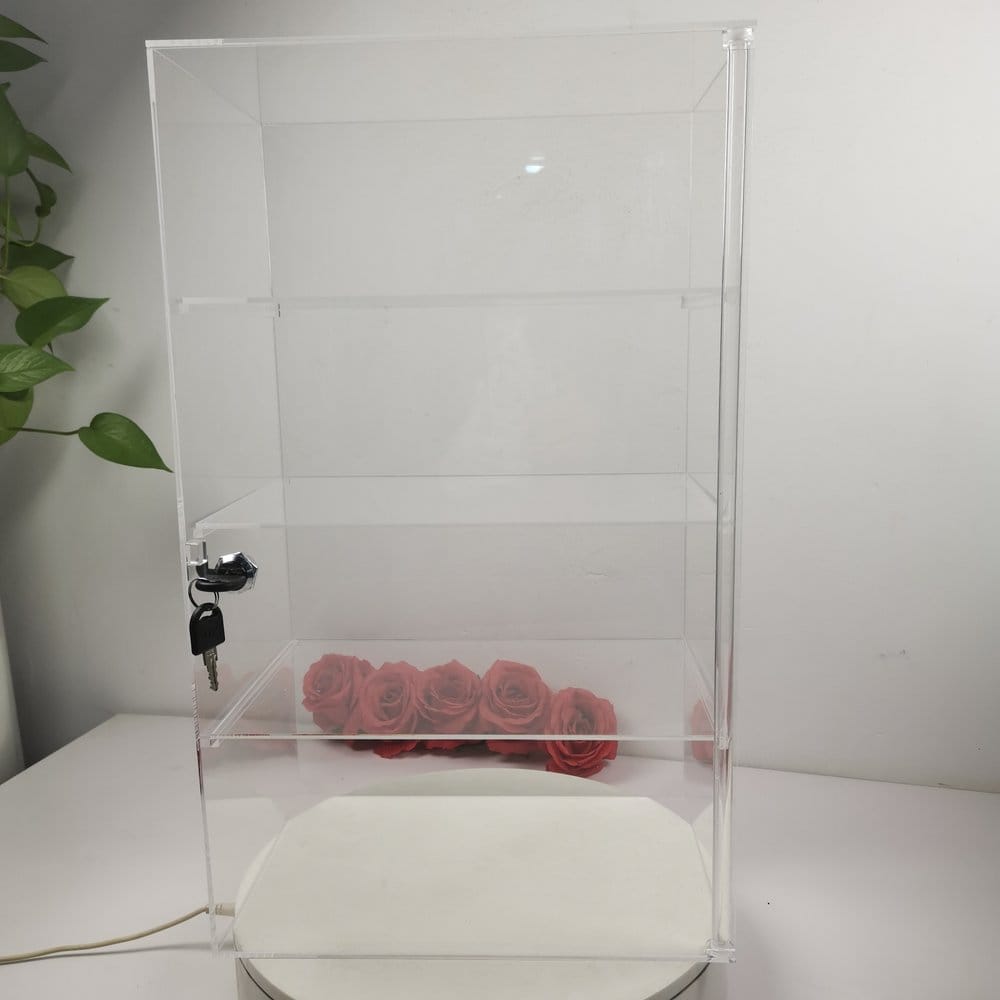 Evoretro Vitrina de mostrador de 4 niveles de acrílico con cerradura