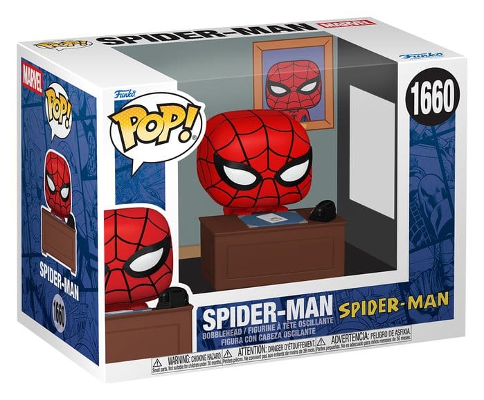 Marvel Figura Pop! Premium Vinyl Meme- Spider-Man w/Desk 9 cm
