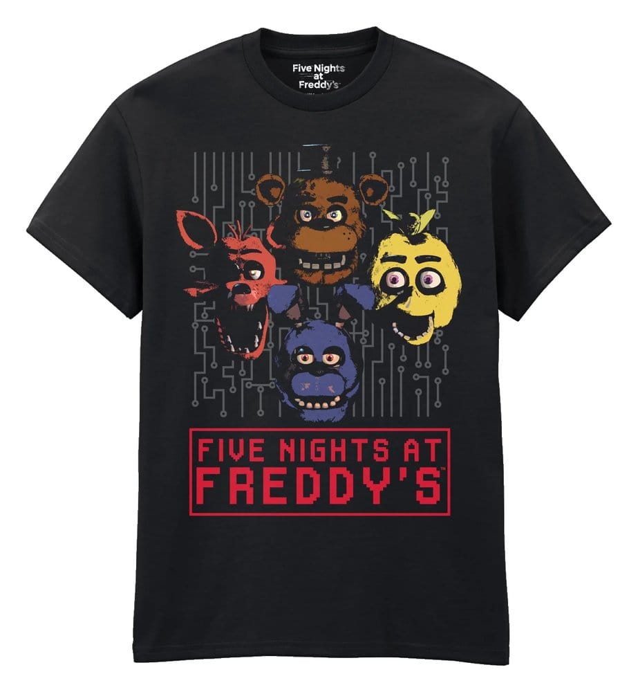 Five Nights at Freddy's T-shirt 4 Heads Black Tamanho S