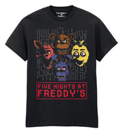Five Nights at Freddy's T-shirt 4 Heads Black Tamanho XXL