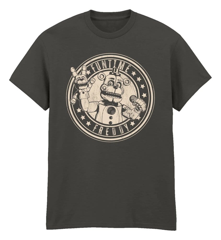 Five Nights at Freddy's T-shirt Funtime Freddy Distress Charcoal Tamanho M
