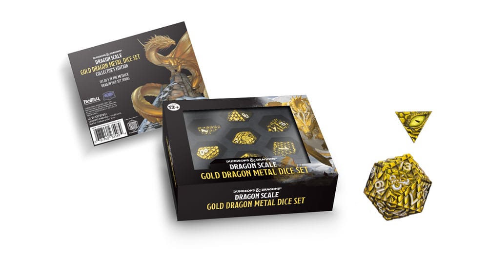 Dungeons & Dragons Premium Metálico Pack de Dados Dragon Scale Gold (7) Frikytopia
