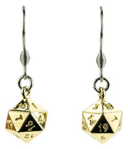 Lair Wear Pendientes de Dado D20 Gold Metal