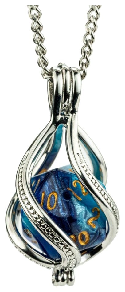 Lair Wear Caged Dice Collar D20 Blue & Light Blue con Gold Frikytopia