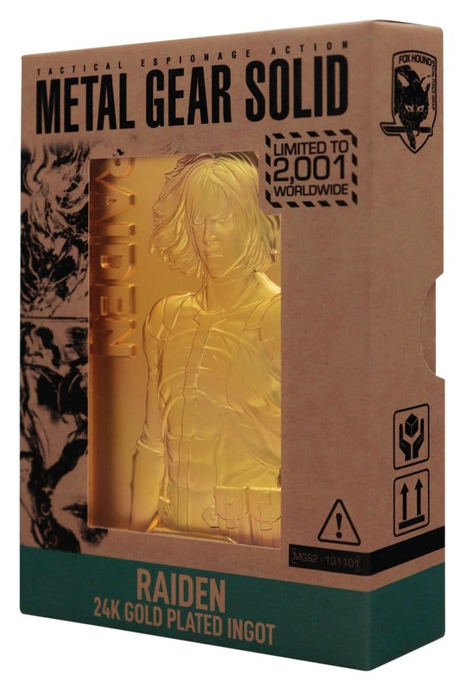 Metal Gear Solid 2 Lingote Raiden 24k Gold Plated Limited Edition