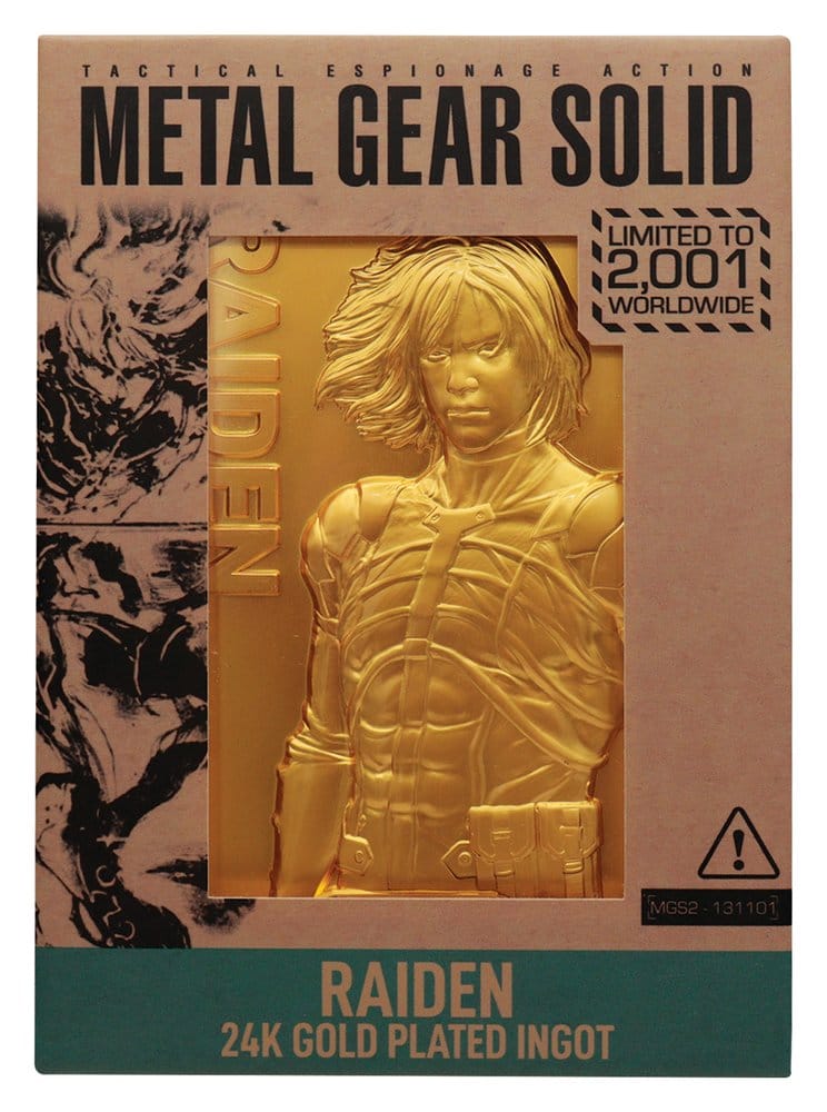 Metal Gear Solid 2 Lingote Raiden Banhado a Ouro de 24k Edição Limitada