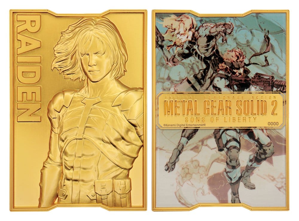 Metal Gear Solid 2 Lingote Raiden Banhado a Ouro de 24k Edição Limitada
