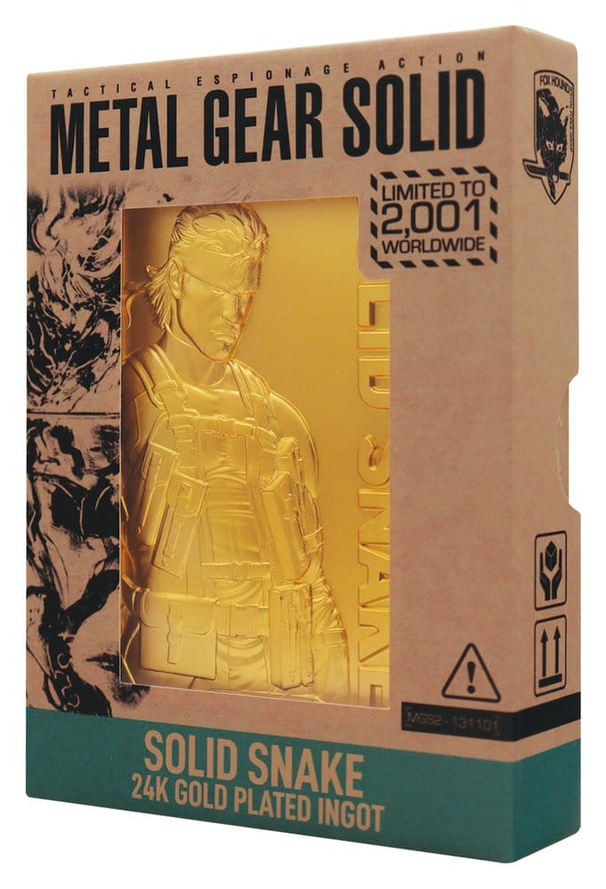 Metal Gear Solid 2 Lingote Snake 24k Gold Plated Limited Edition