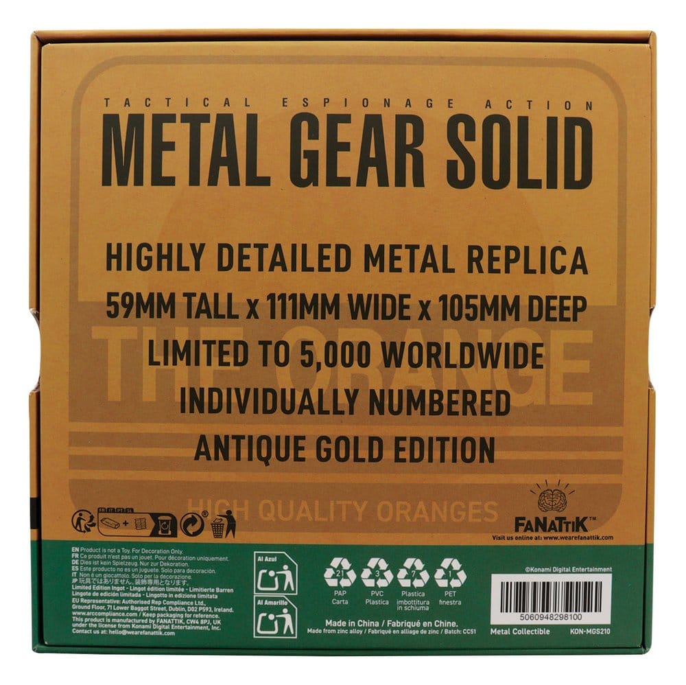 Metal Gear Solid 2 Réplica Cardboard Box Ouro Antigo