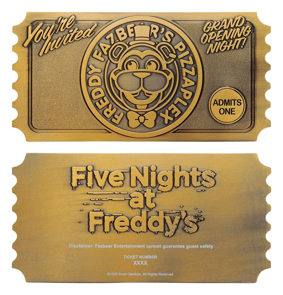 Five Nights at Freddy’s Réplica Pizzaplex Opening Night Ticket Limited Edition 16 x 8 cm
