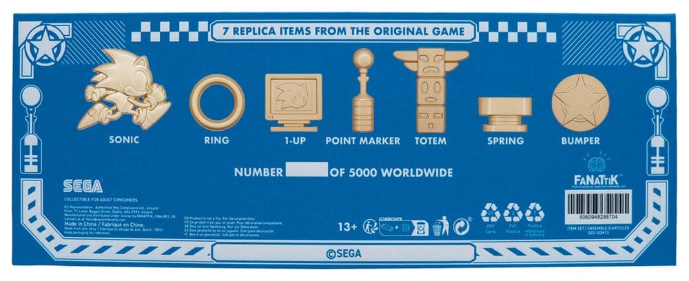 Sonic the Hedgehog Réplica Commemorative Icons Set Limited Edition 10 x 28 x 4 cm