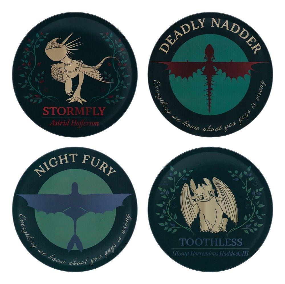 How to Train Your Dragon Pack de 4 Posavasos Dragon Printed Metal Frikytopia