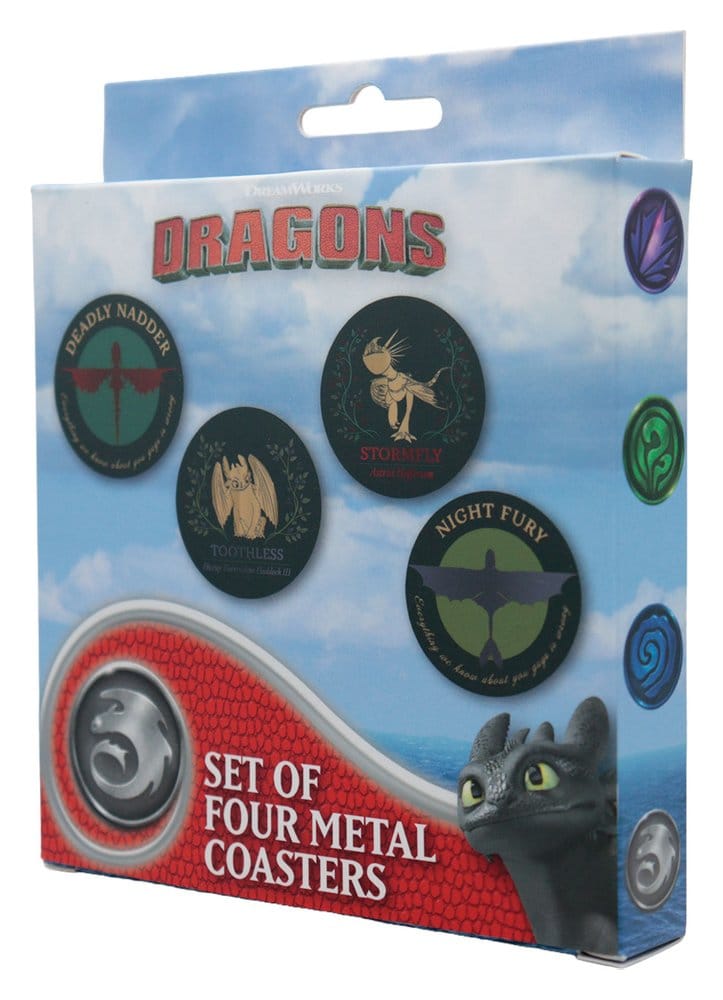 How to Train Your Dragon Pack de 4 Posavasos Dragon Printed Metal