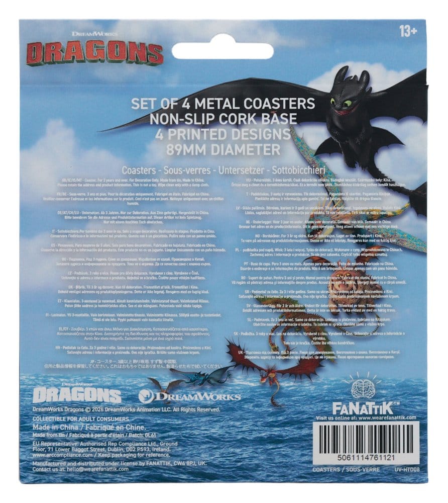 How to Train Your Dragon Pack de 4 Posavasos Dragon Printed Metal