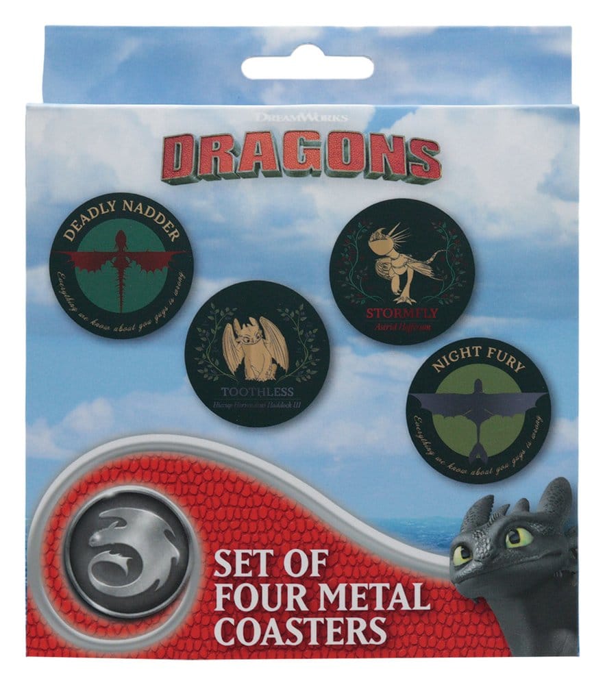 How to Train Your Dragon Pack de 4 Posavasos Dragon Printed Metal