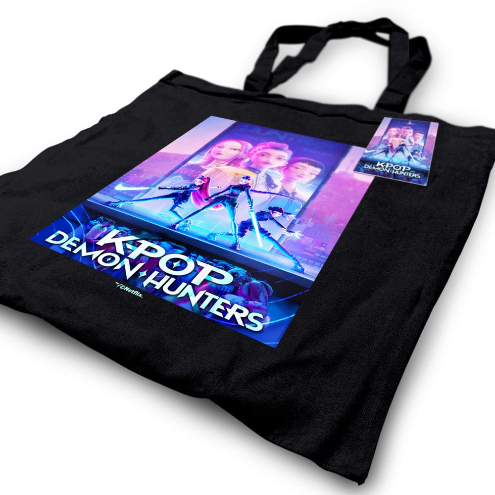 K-POP DEMON HUNTERS KEY ART BLACK TOTE Bolsa