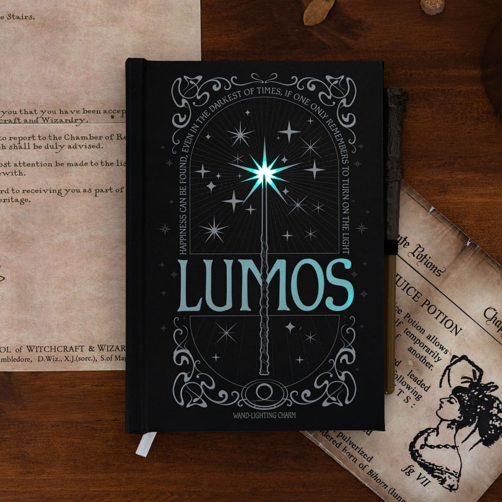 Cuaderno A5 premium led boligrafo Lumos Harry Potter