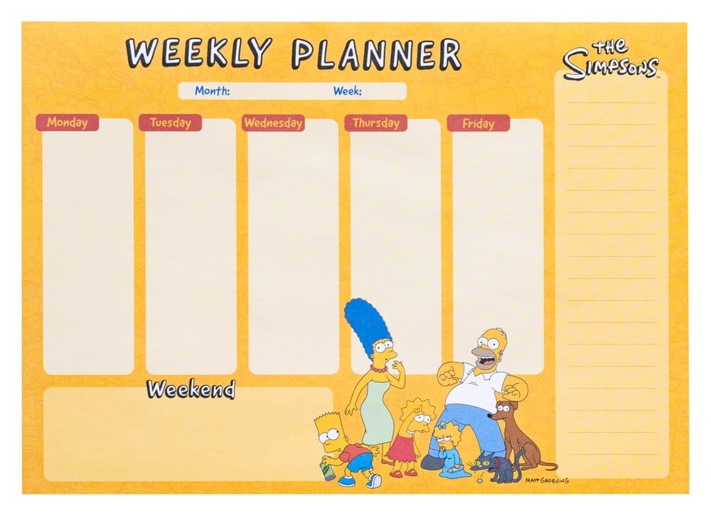 Los Simpson Planificador Semanal A4 Frikytopia