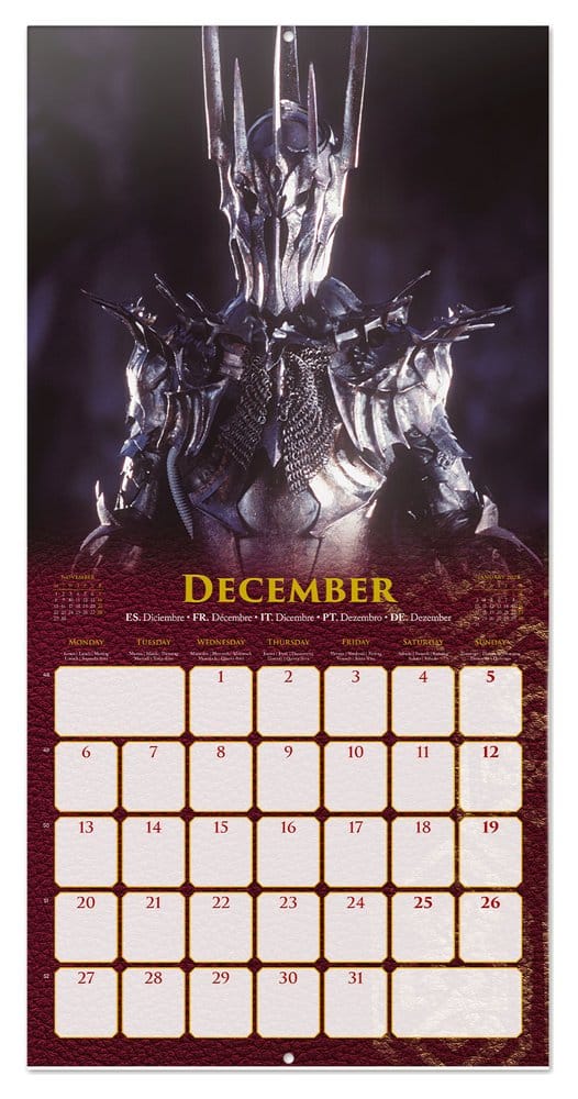 O Senhor dos Anéis Calendário de parede 2027 30 x 30 cm