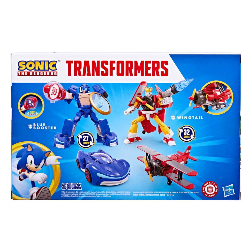Figura hasbro transformers sonic the hedgehog wingtail & blue booster