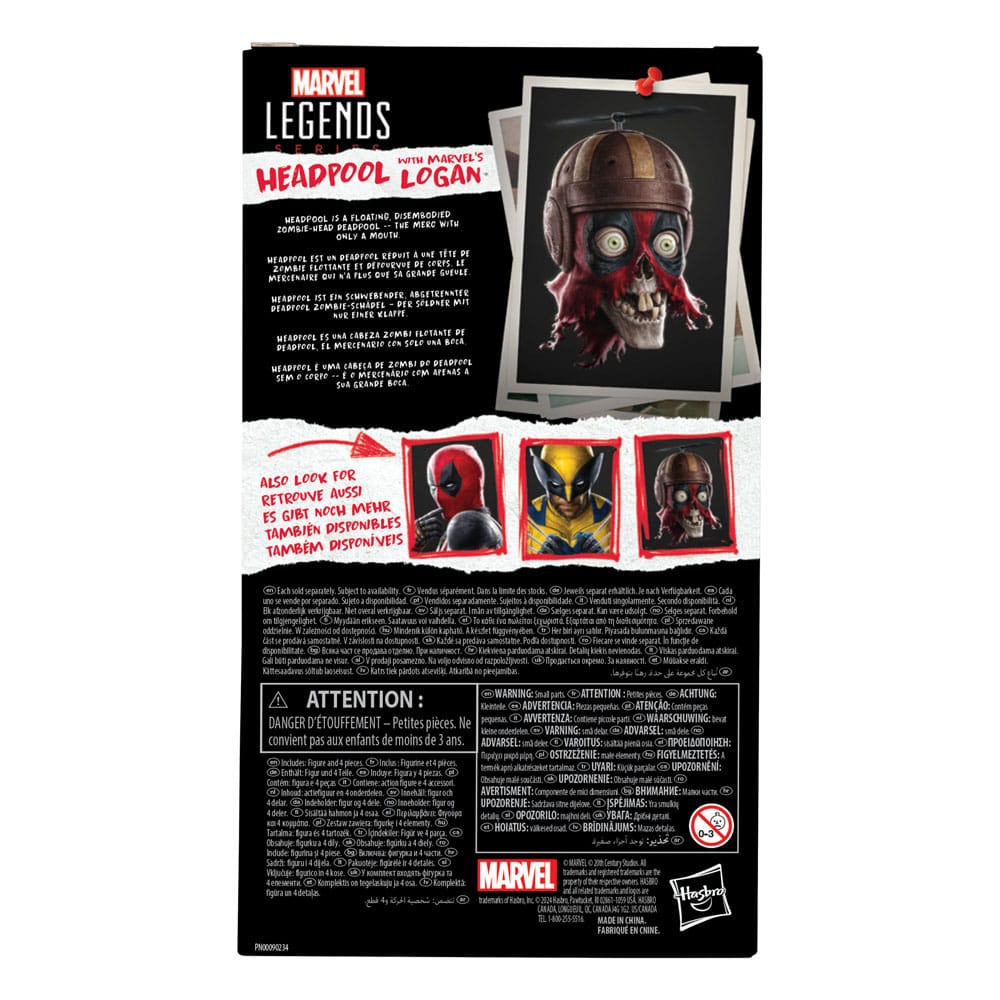 Figura Headpool with Marvels Logan Deadpool and Wolverine Marvel Legends