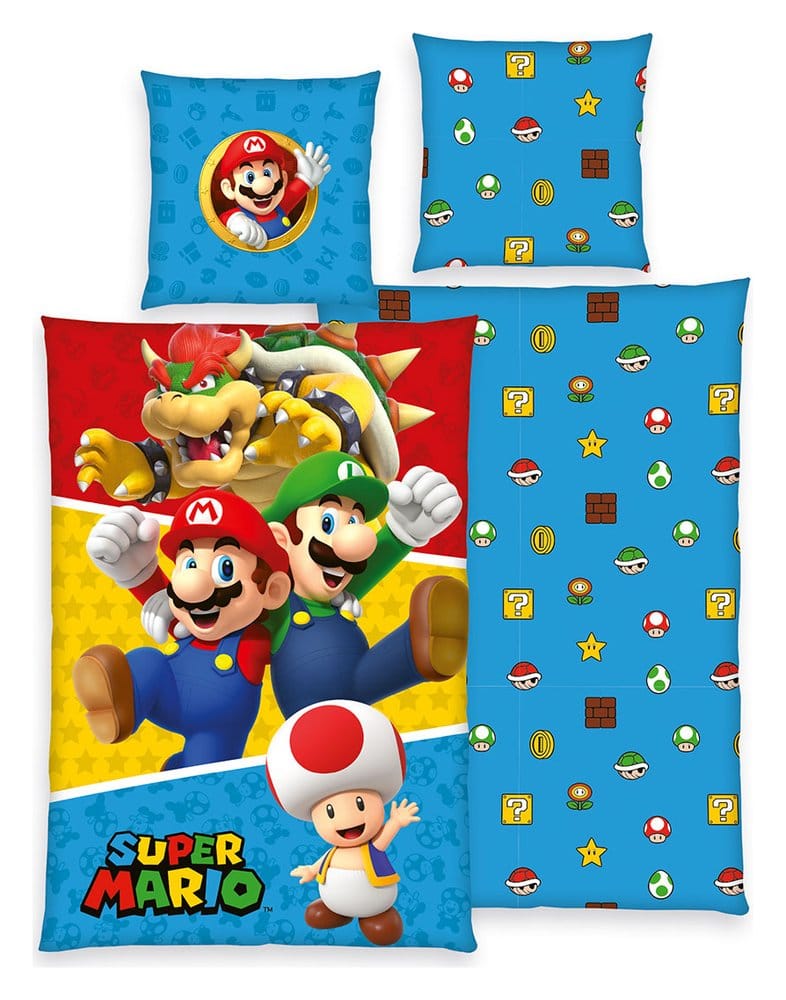 Pokémon Roupa de cama Super Mario (Mario, Luigi, Toad, Bowser) 135 x 200 cm Frikytopia