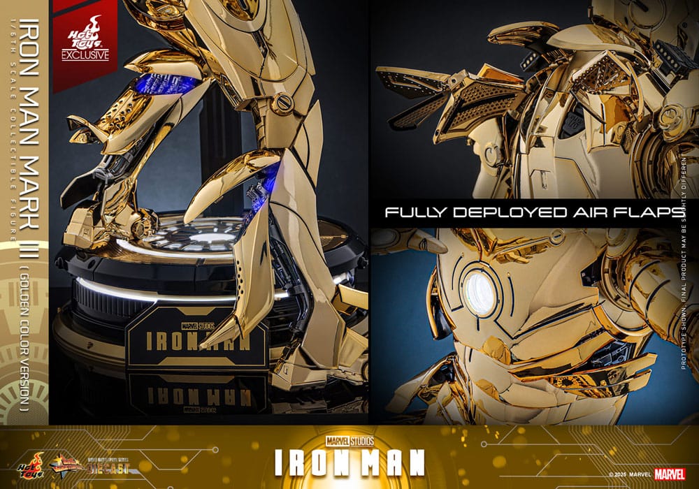 Iron Man Figura Movie Masterpiece Diecast 1/6 Iron Man Mark III (Gold Color Version) Hot Toys Exclusive 33 cm