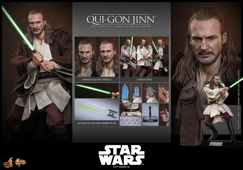Star Wars: La Amenaza Fantasma Movie Masterpiece Figura 1/6 Qui-Gon Jinn (Artisan Edition) Hot Toys Exclusive 32 cm