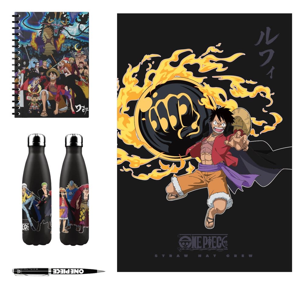 One Piece Botella de Aluminio, Cuaderno, Manta, Bolígrafo Set de Regalo