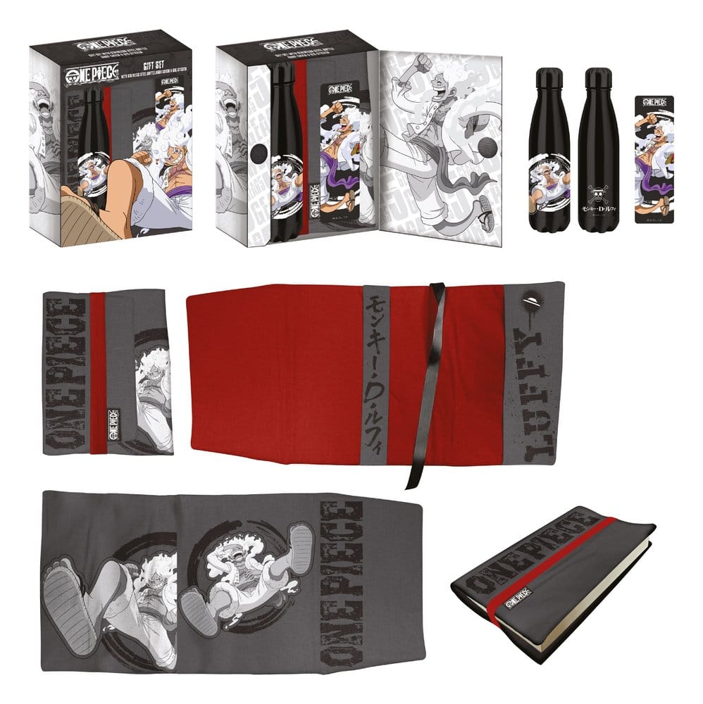 One Piece Botella de acero, Pegatina, Cubierta de libro Set de Regalo Luffy