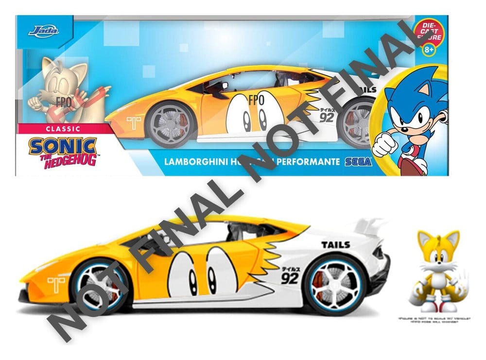 Sonic Diecast Vehículo 1:24 Tails Lamborghini Huracan 19 cm Frikytopia