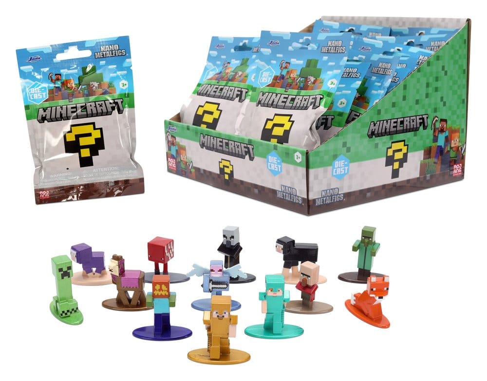 Minecraft Nanofigs Figuras Mini 4 cm Blind Box Expositor (24) Frikytopia