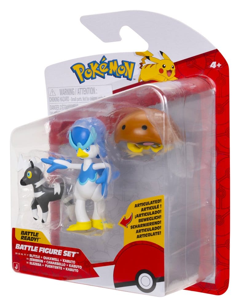 Pokémon Battle Figure Figuras 3-Pack Blitzle, Kabuto & Quaxwell