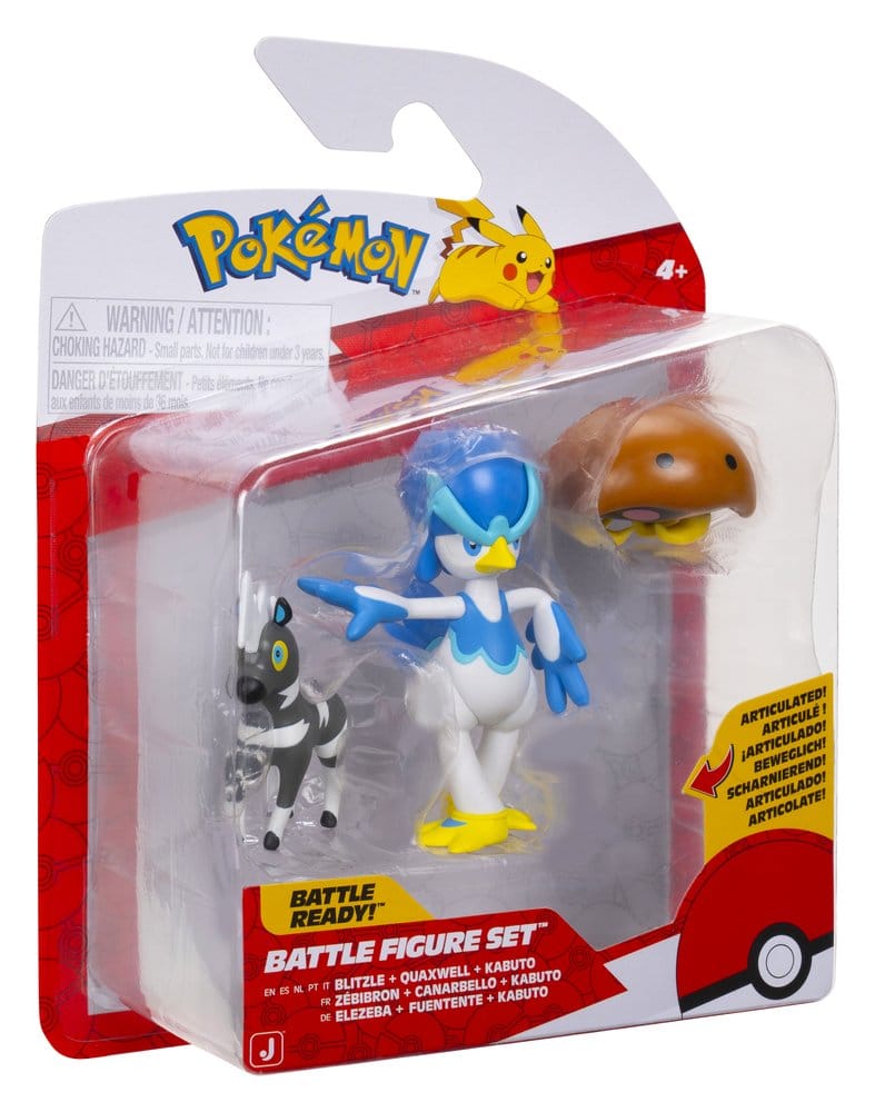 Pokémon Battle Figure Figuras 3-Pack Blitzle, Kabuto & Quaxwell