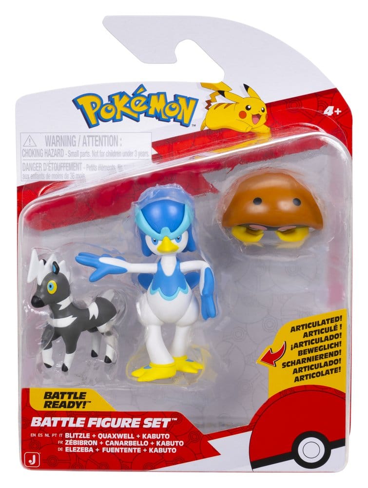 Pokémon Battle Figure Figuras 3-Pack Blitzle, Kabuto & Quaxwell
