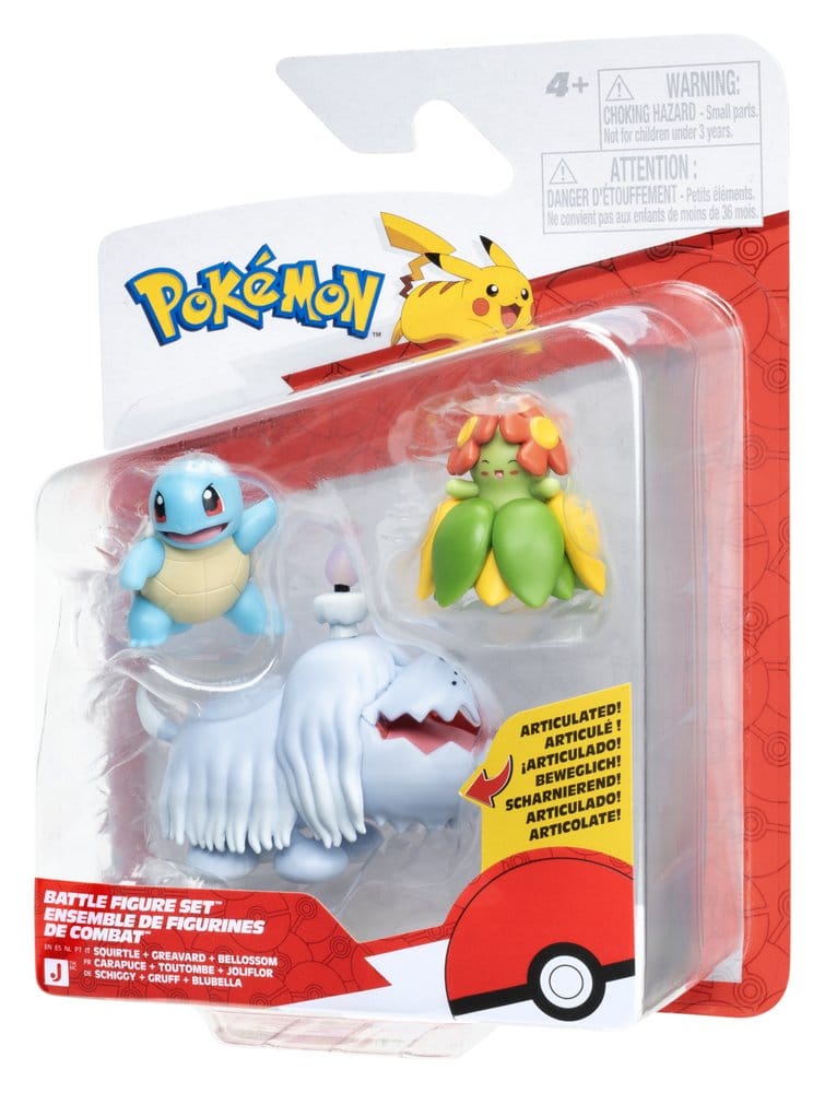 Pokémon Battle Figure Figuras 3-Pack Squirtle, Greavard & Bellossom