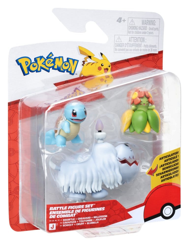 Pokémon Battle Figure Figuras 3-Pack Squirtle, Greavard & Bellossom