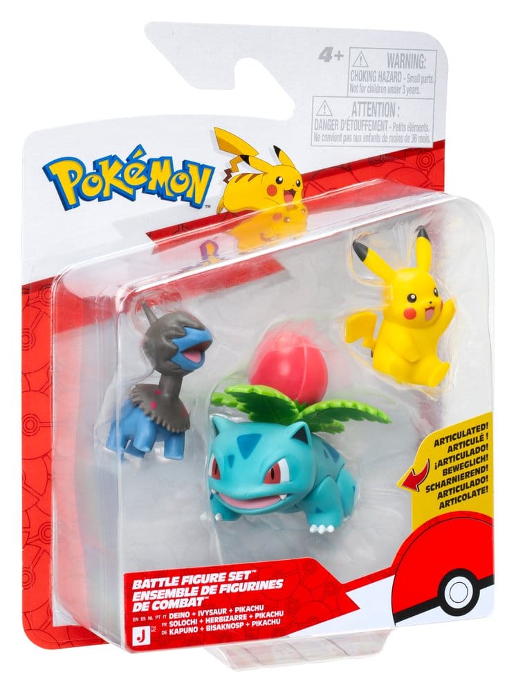 Pokémon Battle Figure Set Figuras Pikachu, Deino & Ivysaur (Pack de 3)