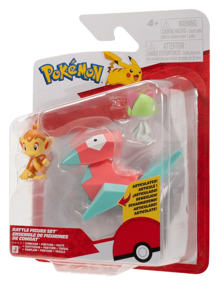 Pokémon Battle Figure Set Figuras Chimchar, Ralts & Porygon (Pack de 3)