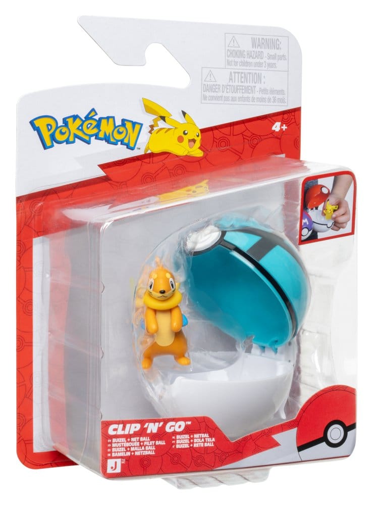 Pokémon Clip 'n' Go Figura de Ação Buizel & Malla Ball