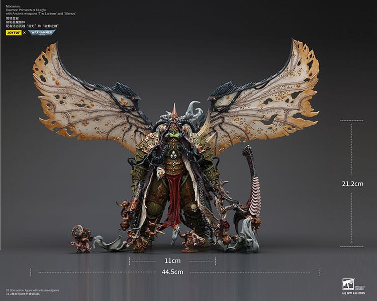 Warhammer 40k Figura 1/18 Mortarion Daemon Primarch of Nurgle with Ancient weapons The Lantern and Silence 21 cm