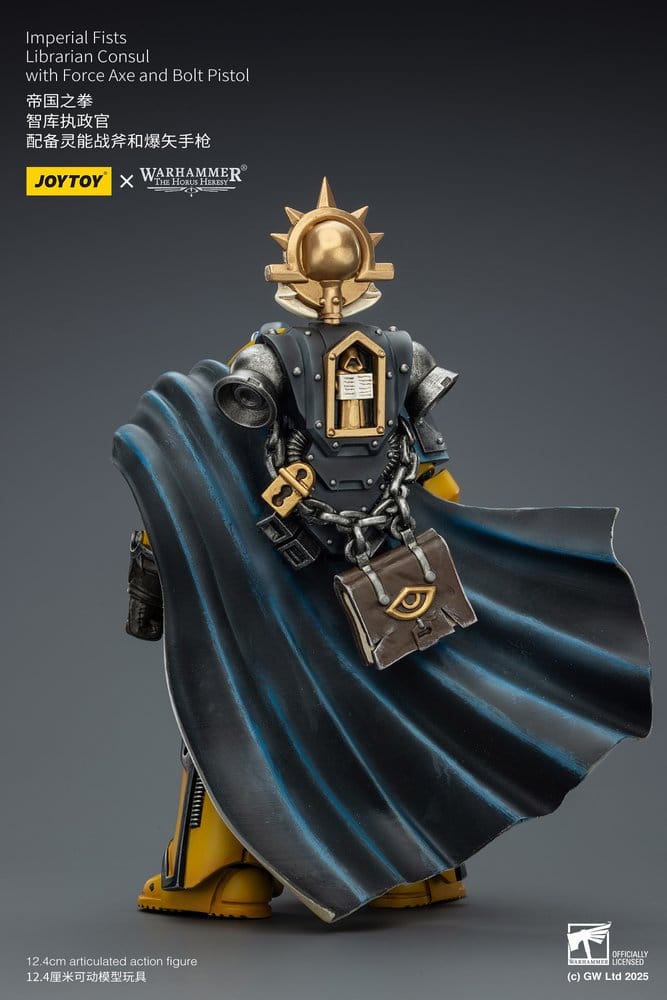 Warhammer Imperial Fists Figura Librarian Consulwith Force Axe and Bolt Pistol 12 cm