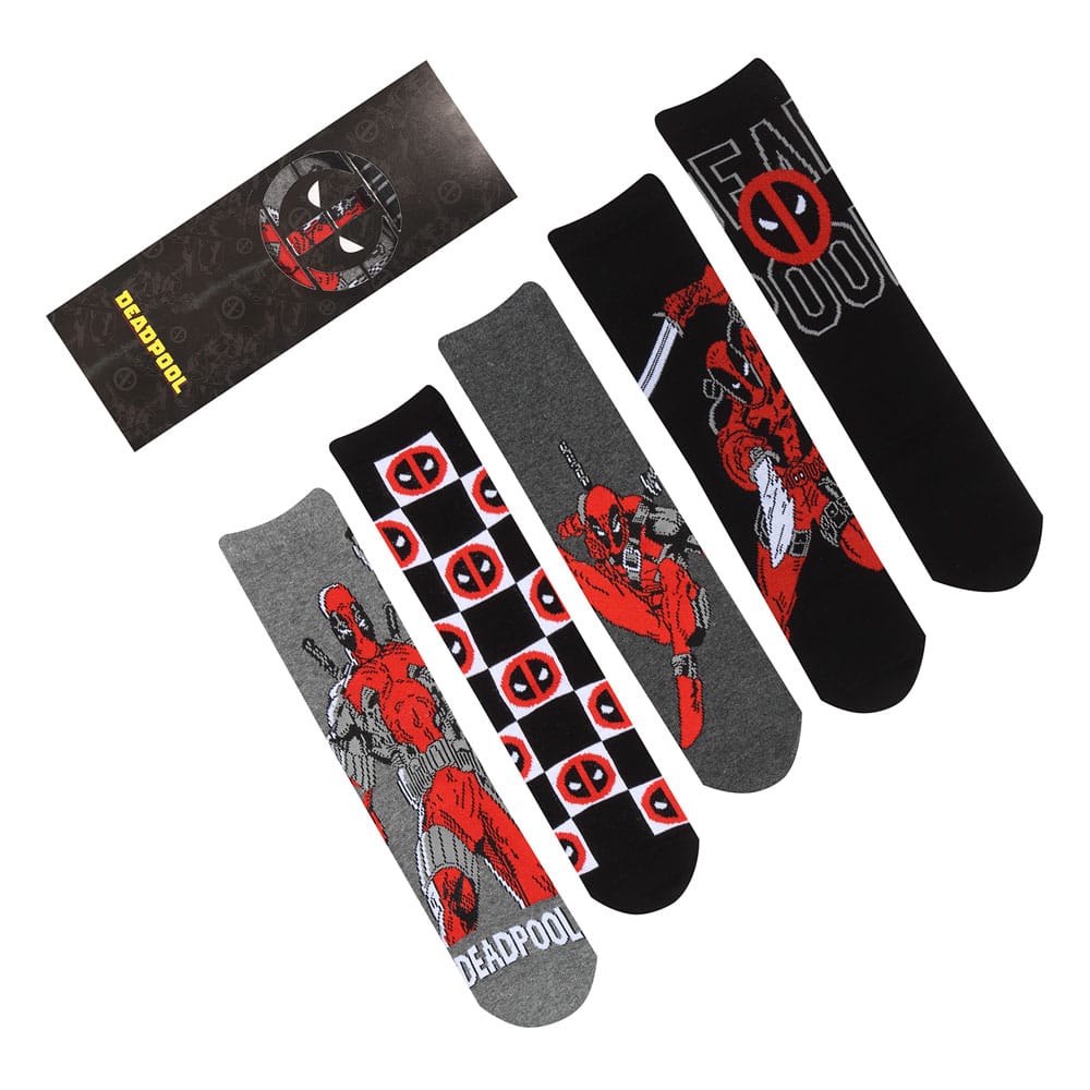 Marvel Pack de 5 Pares de calcetines Deadpool S-M Frikytopia