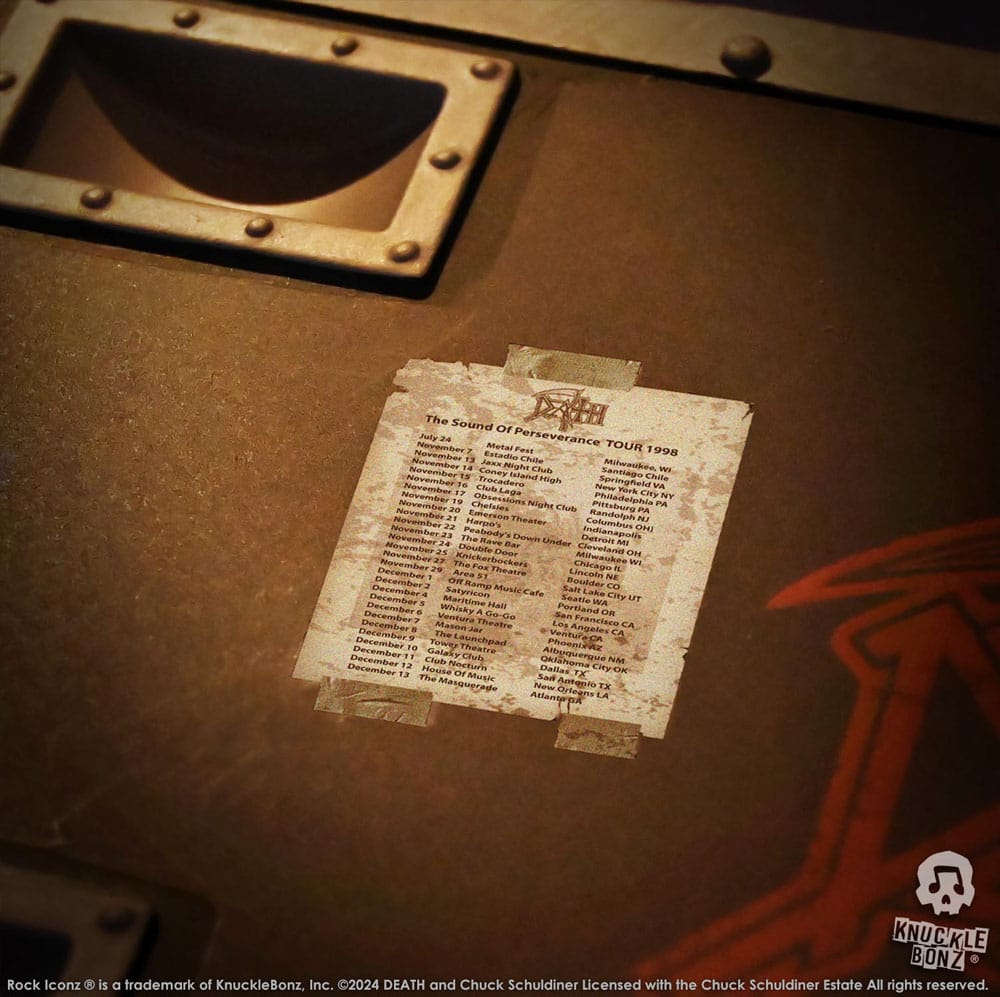 Death Estatua Rock Ikonz On Tour Road Case & Telón de fondo del escenario The Sound of Perseverance Tour 1998