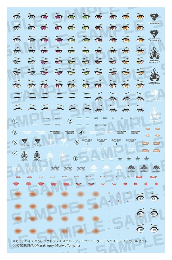 Megami Device M.S.G. Accesorios para Maquetas Plastic Model Kit 1/1 Yggdrasis Skoll Sharpshooter Tempest Eye Decal Set Frikytopia