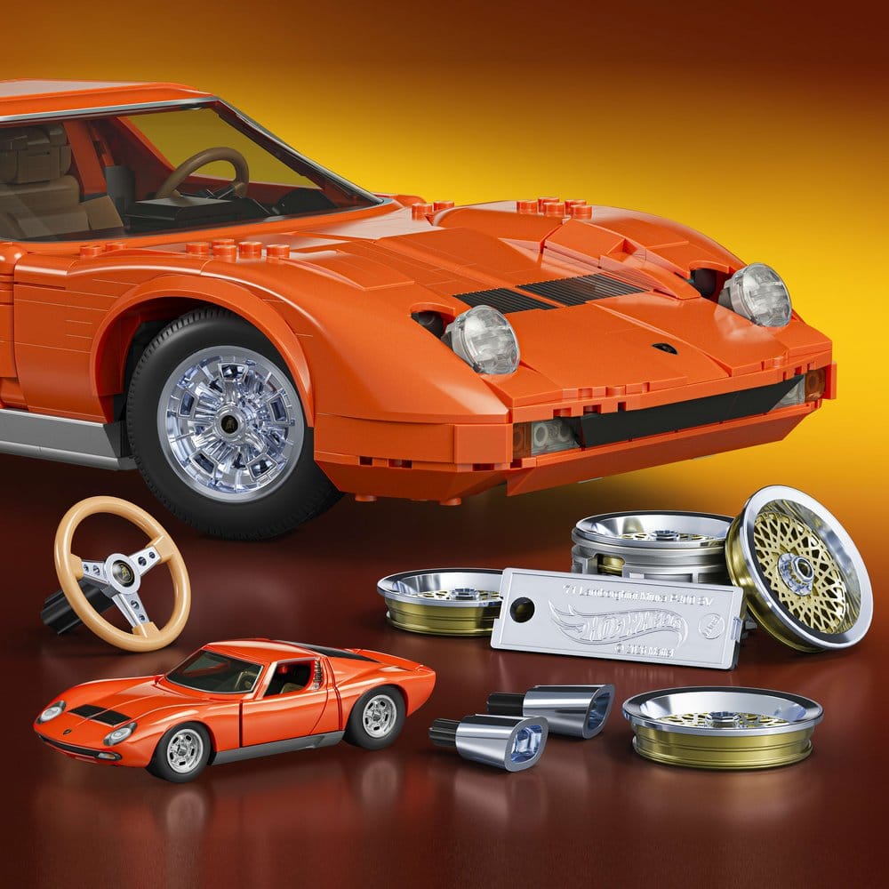 Hot Wheels Premium Mattel Brick Shop Kit de Construcción 1/12 Lamborghini Miura P400 SV